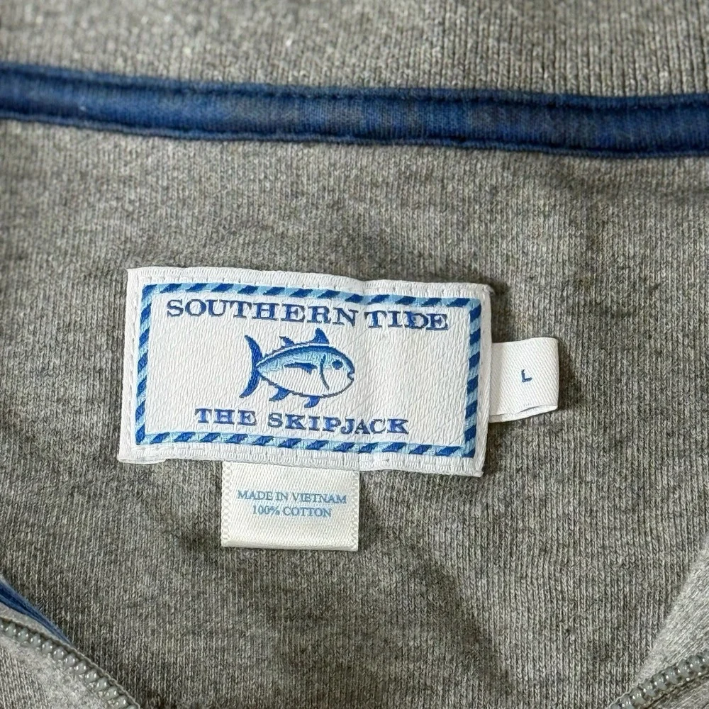 Southern Tide The Skipjack Sweater Mens Large Gray 1/4 Zip Classic Casual Preppy